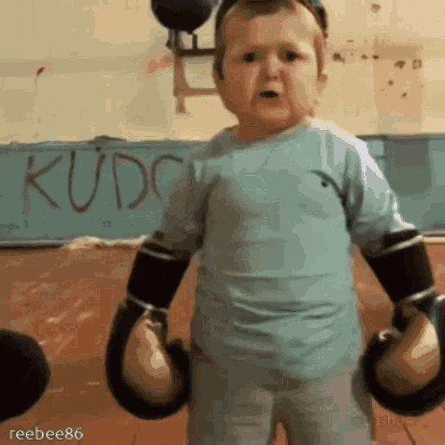 Kid boxing gloves threatening 